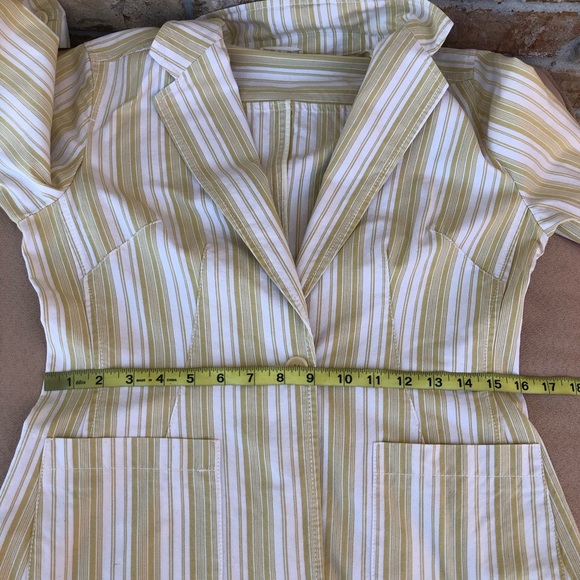 Weekend MaxMara Made In Italy Cotton Yellow Off White Stripped 1 Button Jacket 8 - Picture 13 of 16
